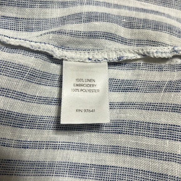 J. Jill Love Linen Blues Striped and Embroidered 3/4 Sleeve Blouse Size 3X - Picture 10 of 10